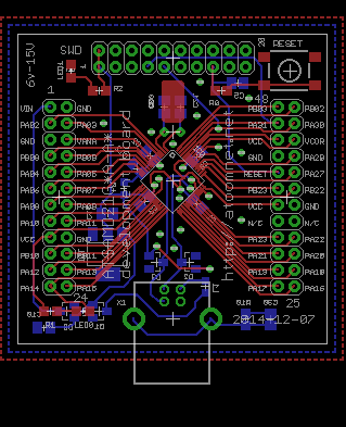 PCB to breakout a ATSAMD21 microcontroller.