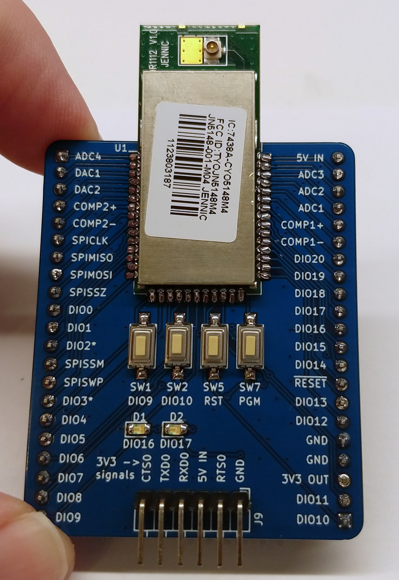 Jennic JN5148-001-M04 IEEE802.15.4 module breakout pcb.