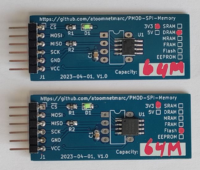 SPI Memory PMOD, RAM, ROM, Flash