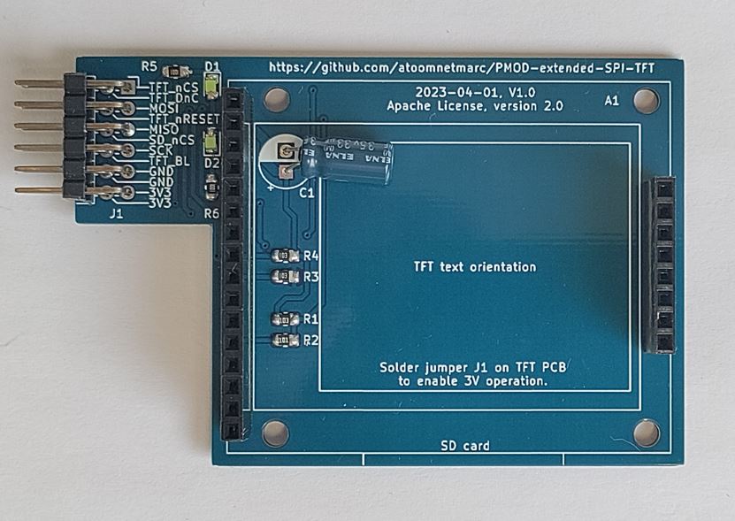 An extended SPI TFT PMOD with sd.
