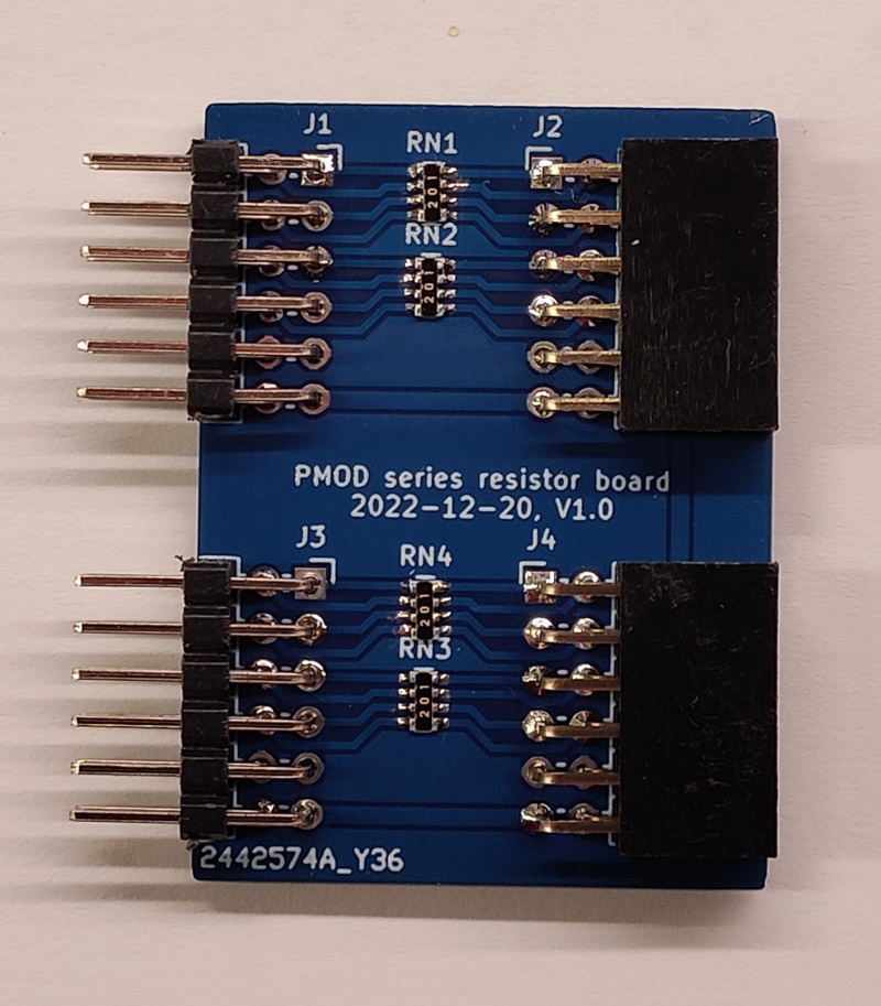 Double width PMOD series resistor board to protect high-speed ports.