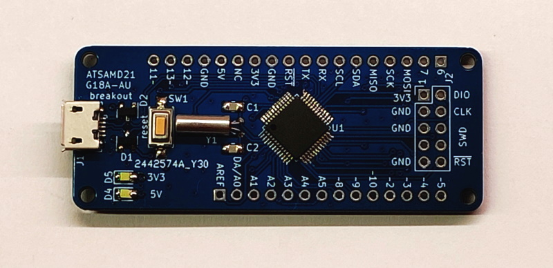 SAMD21 breakout board, layout inspired by Arduino MKR Zero.