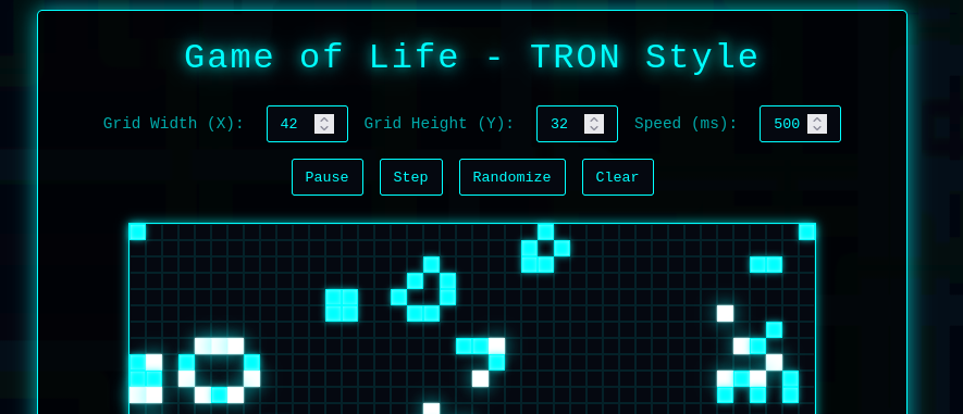 A vibe coded game of life, tron style.